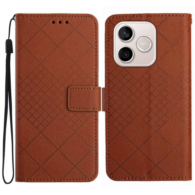 Étui Honor 600 Lite Effet Cuir Rhombus à Lanière