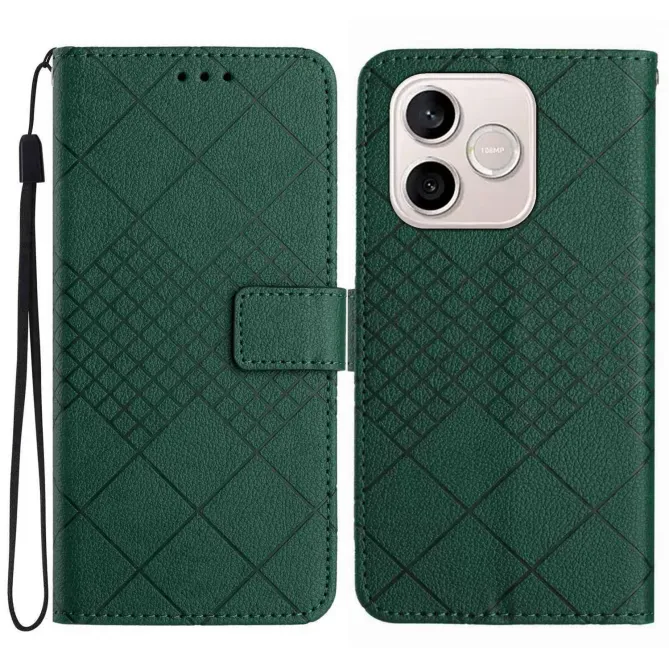 Étui Honor 600 Lite Effet Cuir Rhombus à Lanière