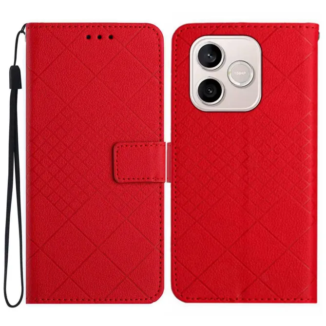 Étui Honor 600 Lite Effet Cuir Rhombus à Lanière