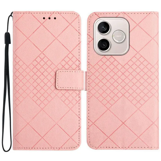 Étui Honor 600 Lite Effet Cuir Rhombus à Lanière