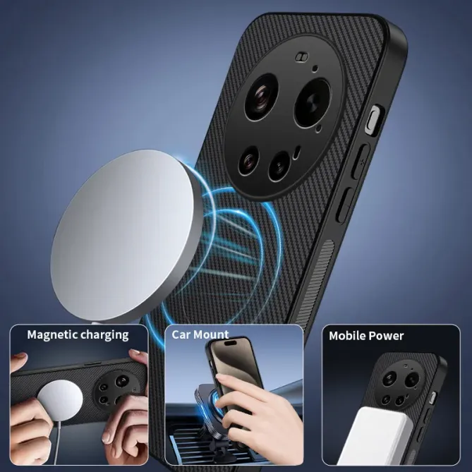 Coque Xiaomi 17 Ultra Carbone Magnétique avec 2 Verres Trempés