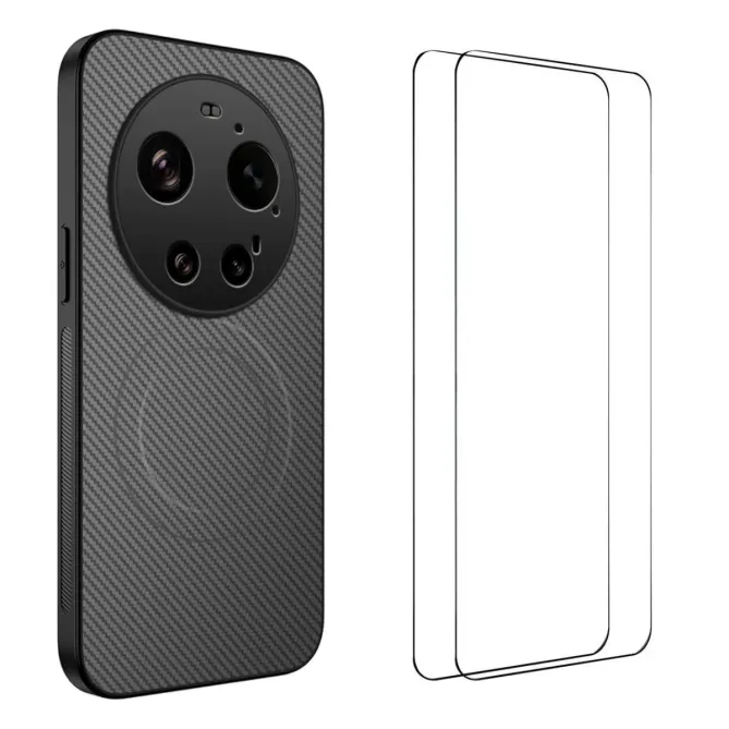 Coque Xiaomi 17 Ultra Carbone Magnétique avec 2 Verres Trempés