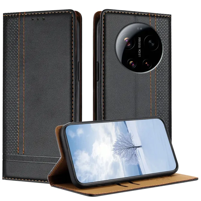 Flip Cover Xiaomi 17 Ultra Coutures avec Porte-Cartes