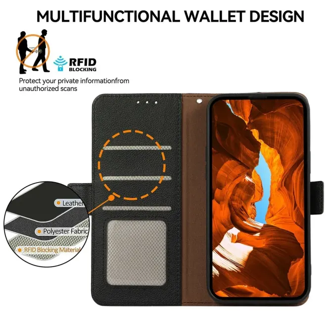 Housse Motorola Edge 70 Fusion Simili Cuir Litchi Anti-RFID