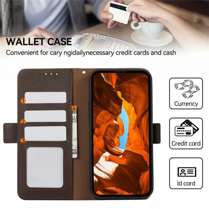 Housse Motorola Edge 70 Fusion Simili Cuir Litchi Anti-RFID