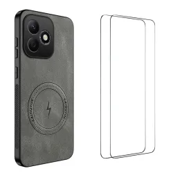 Coque Honor 600 Lite MagSafe Nappa avec 2 verre trempé