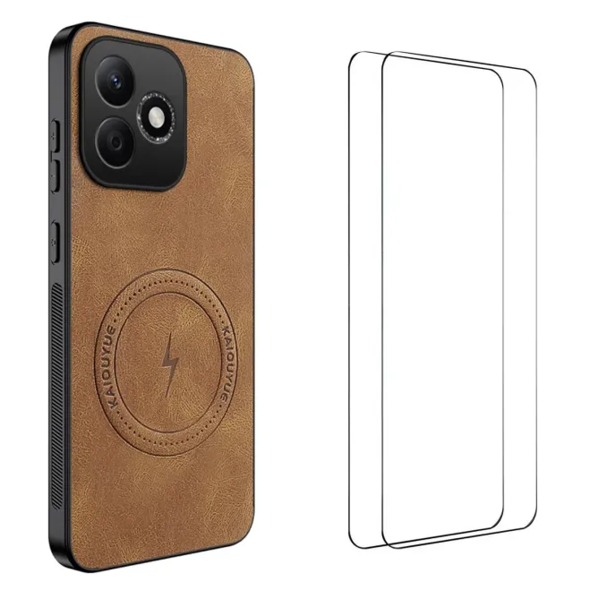 Coque Honor 600 Lite MagSafe Nappa avec 2 verre trempé