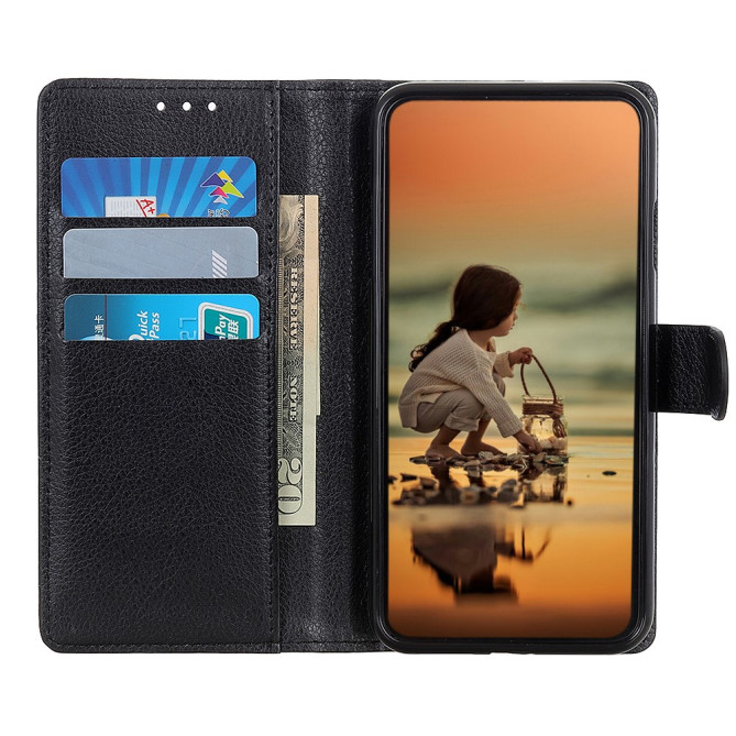 Housse iPhone 13 mini Portefeuille Support Litchi
