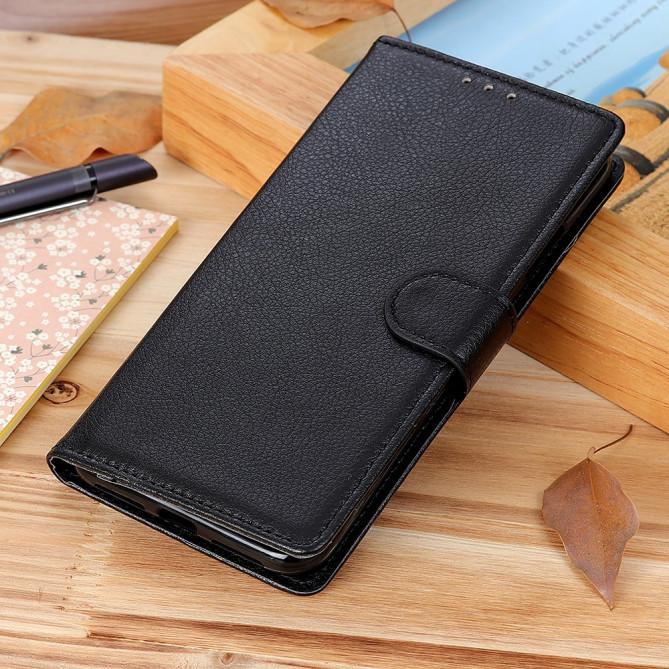Housse iPhone 13 mini Portefeuille Support Litchi