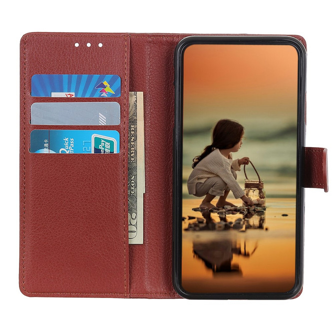 Housse iPhone 13 mini Portefeuille Support Litchi