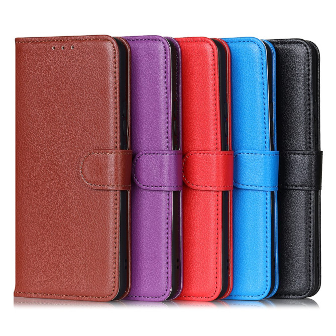 Housse iPhone 13 mini Portefeuille Support Litchi