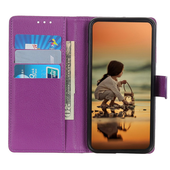 Housse iPhone 13 mini Portefeuille Support Litchi