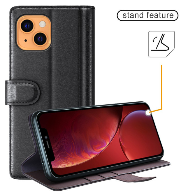 Housse iPhone 13 mini Portefeuille Support Cuir Véritable