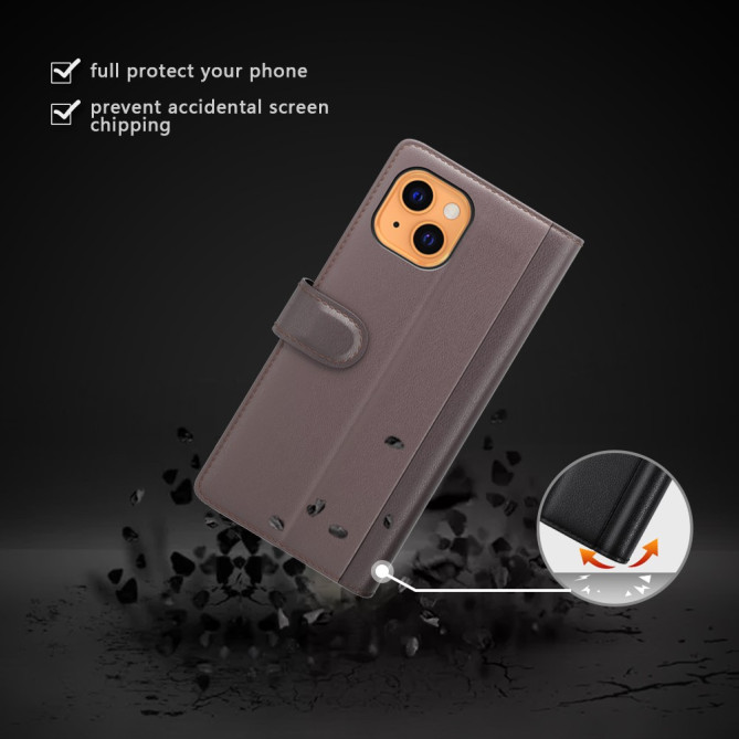 Housse iPhone 13 mini Portefeuille Support Cuir Véritable