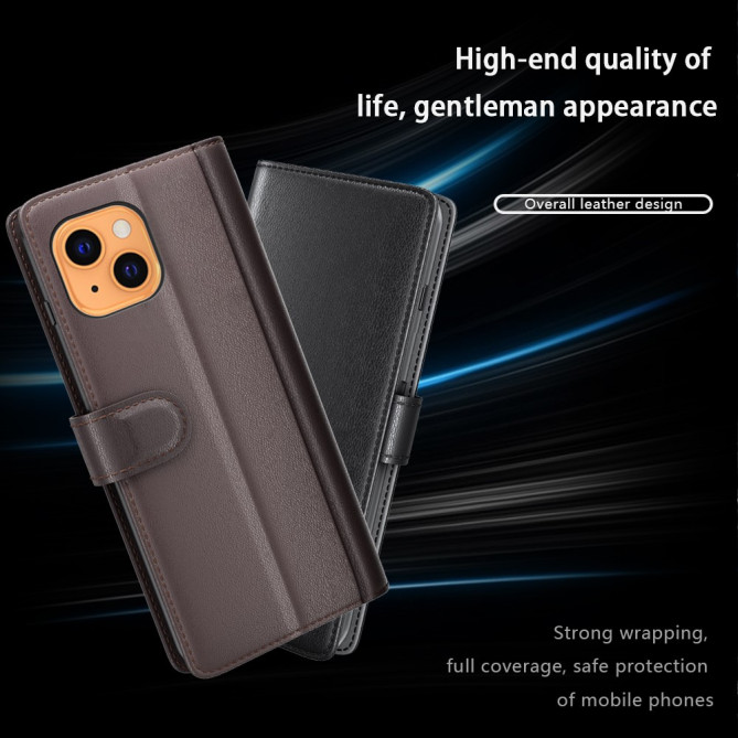 Housse iPhone 13 mini Portefeuille Support Cuir Véritable
