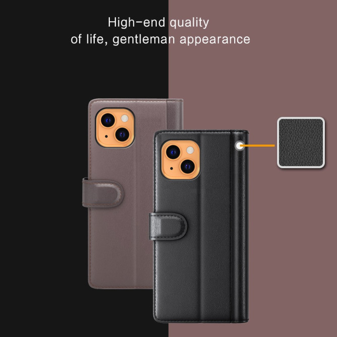Housse iPhone 13 mini Portefeuille Support Cuir Véritable