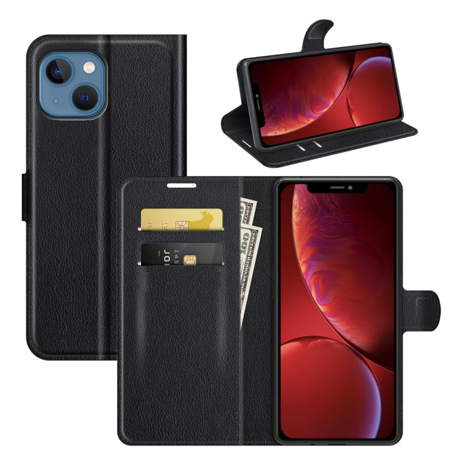 Housse iPhone 13 mini Portefeuille Support Litchi Modèle 3