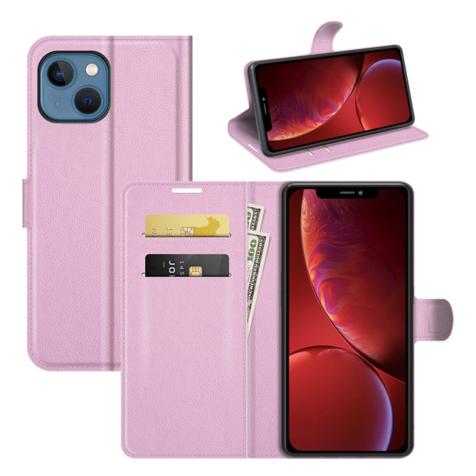Housse iPhone 13 mini Portefeuille Support Litchi Modèle 3