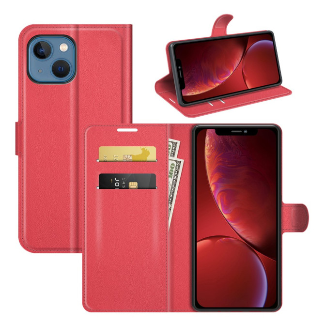 Housse iPhone 13 mini Portefeuille Support Litchi Modèle 3