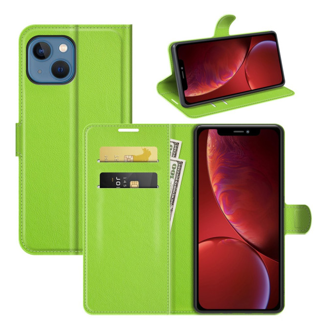 Housse iPhone 13 mini Portefeuille Support Litchi Modèle 3