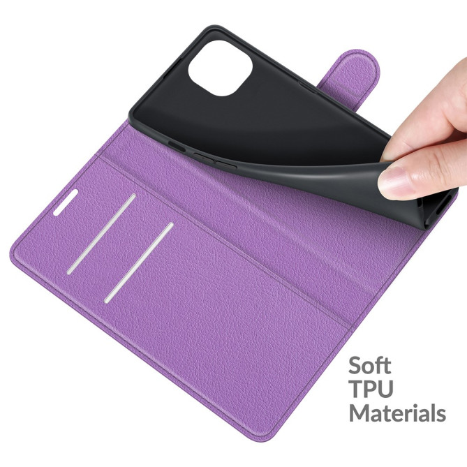 Housse iPhone 13 mini Portefeuille Support Litchi Modèle 3