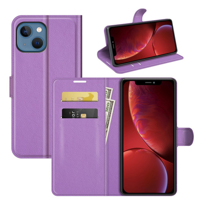 Housse iPhone 13 mini Portefeuille Support Litchi Modèle 3