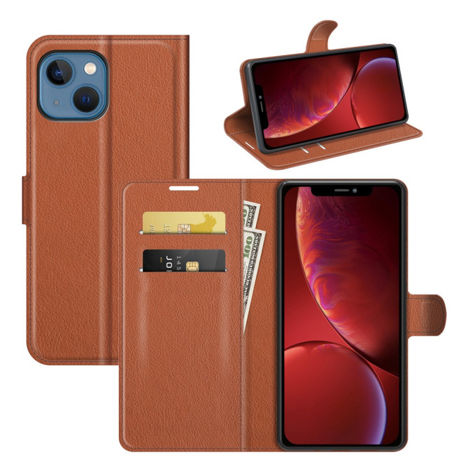 Housse iPhone 13 mini Portefeuille Support Litchi Modèle 3