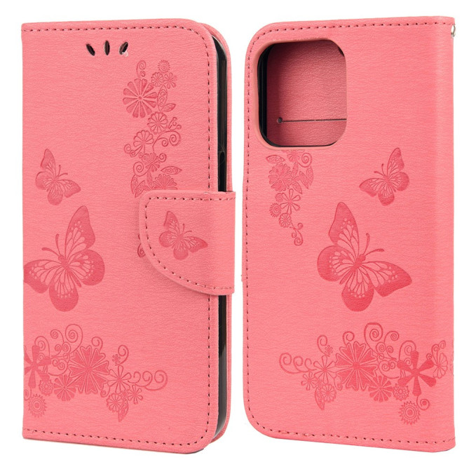 Housse iPhone 13 mini Papillon Floral Portefeuille Support