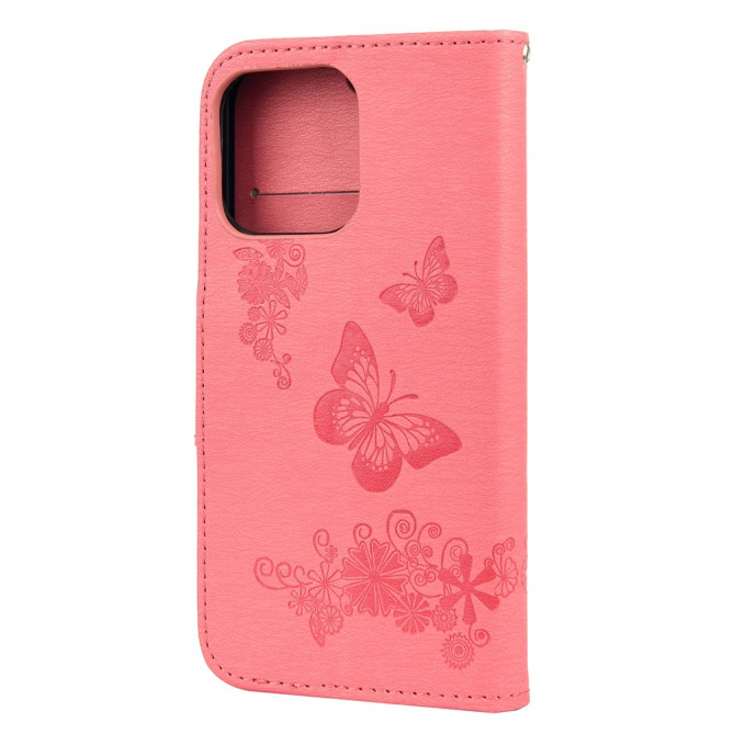 Housse iPhone 13 mini Papillon Floral Portefeuille Support