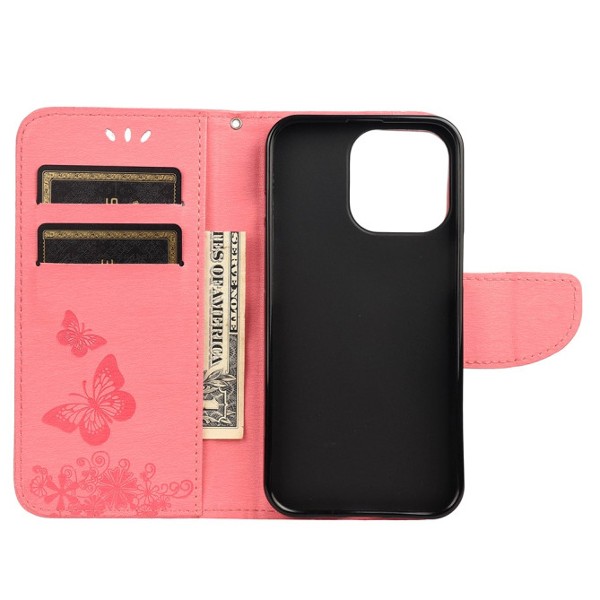Housse iPhone 13 mini Papillon Floral Portefeuille Support