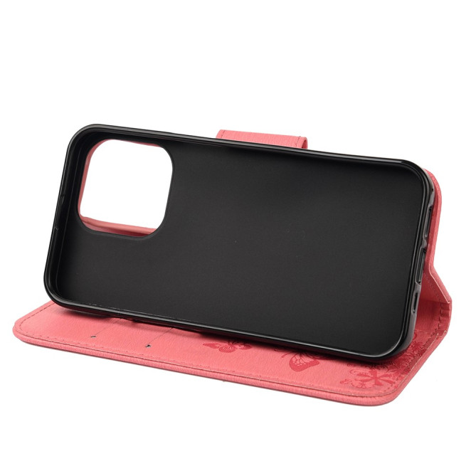 Housse iPhone 13 mini Papillon Floral Portefeuille Support