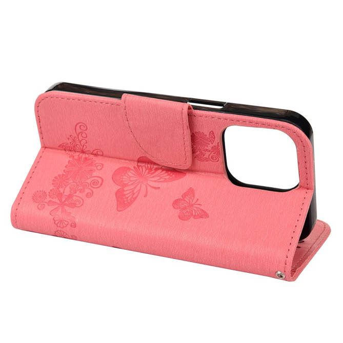 Housse iPhone 13 mini Papillon Floral Portefeuille Support