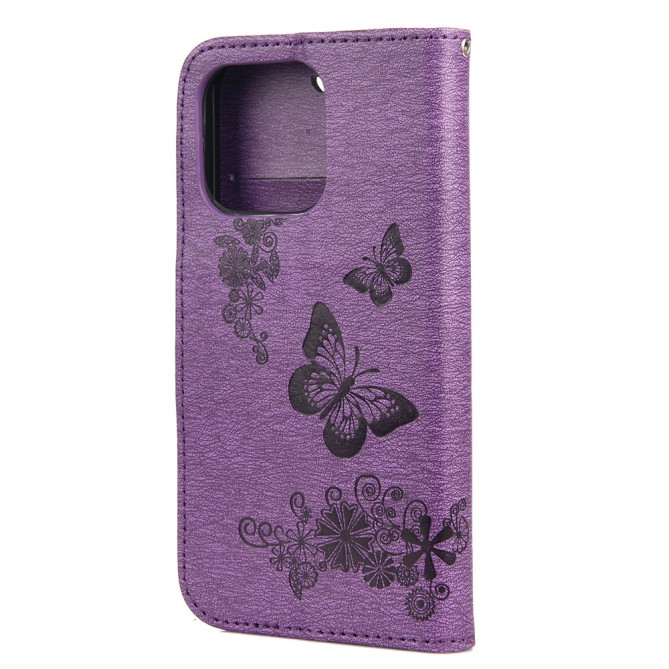 Housse iPhone 13 mini Papillon Floral Portefeuille Support