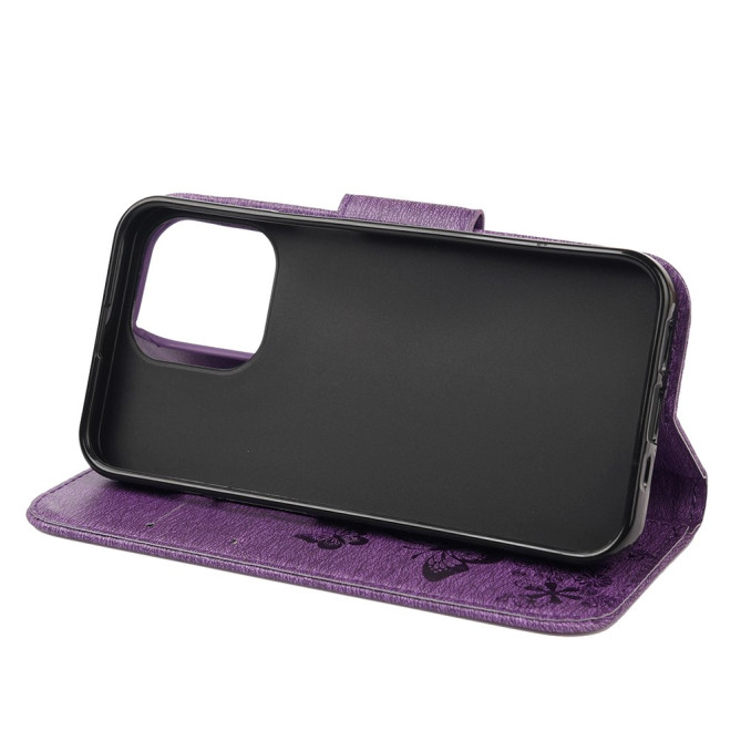 Housse iPhone 13 mini Papillon Floral Portefeuille Support