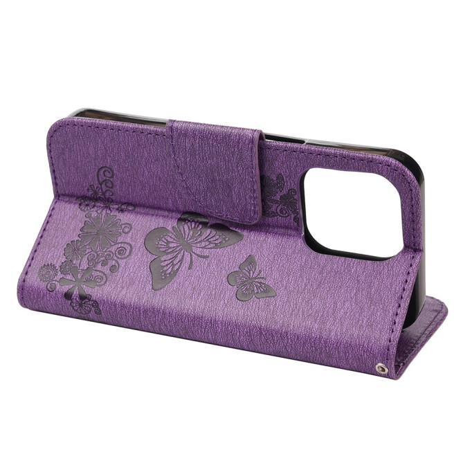 Housse iPhone 13 mini Papillon Floral Portefeuille Support