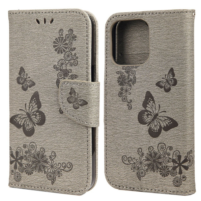 Housse iPhone 13 mini Papillon Floral Portefeuille Support