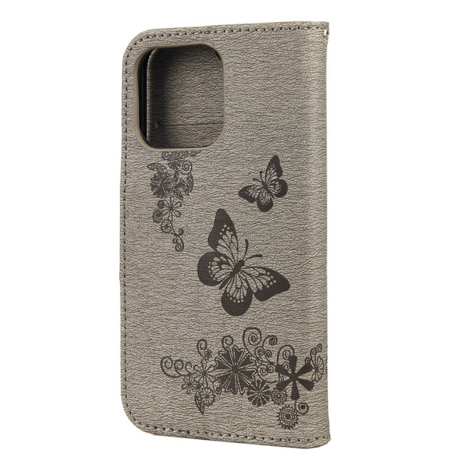 Housse iPhone 13 mini Papillon Floral Portefeuille Support