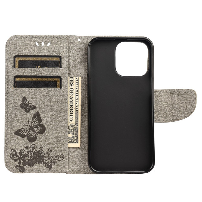 Housse iPhone 13 mini Papillon Floral Portefeuille Support
