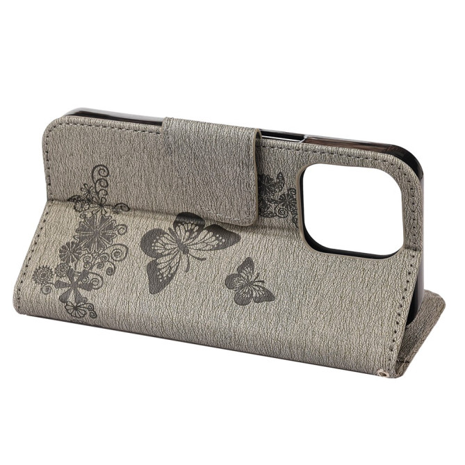Housse iPhone 13 mini Papillon Floral Portefeuille Support
