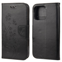 Housse iPhone 13 mini Papillon Floral Portefeuille Support Modèle 2