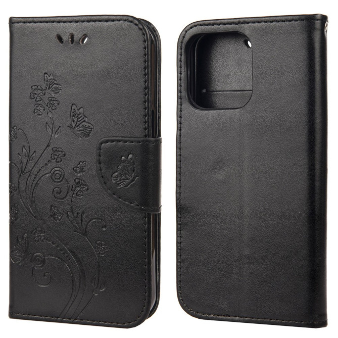 Housse iPhone 13 mini Papillon Floral Portefeuille Support Modèle 2