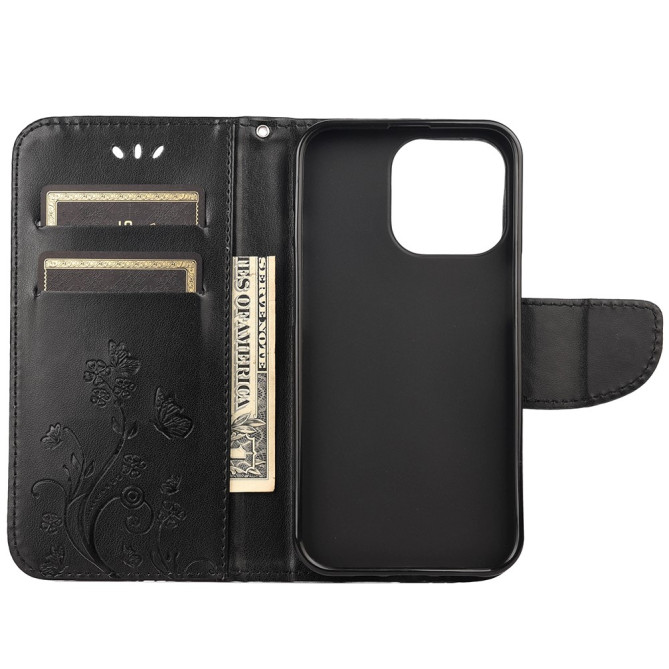 Housse iPhone 13 mini Papillon Floral Portefeuille Support Modèle 2