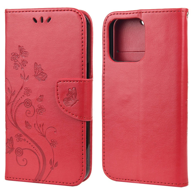 Housse iPhone 13 mini Papillon Floral Portefeuille Support Modèle 2