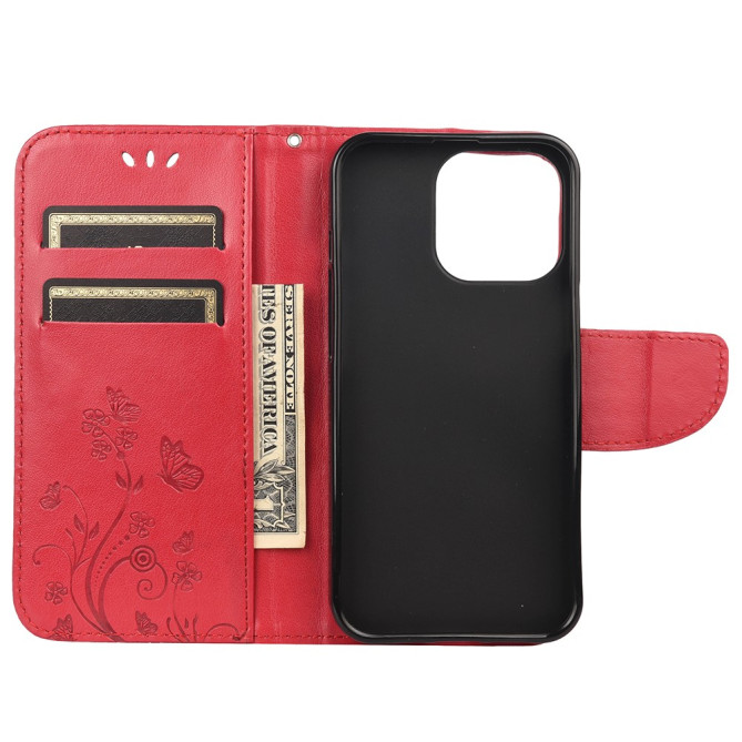 Housse iPhone 13 mini Papillon Floral Portefeuille Support Modèle 2