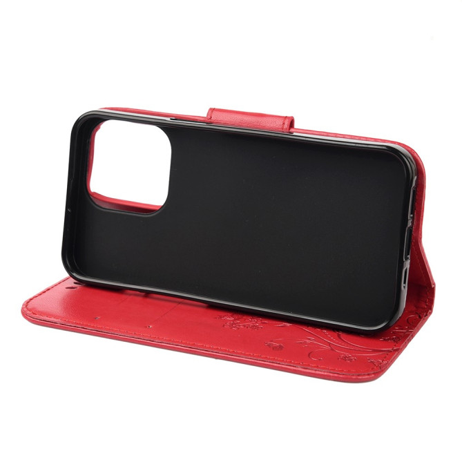Housse iPhone 13 mini Papillon Floral Portefeuille Support Modèle 2