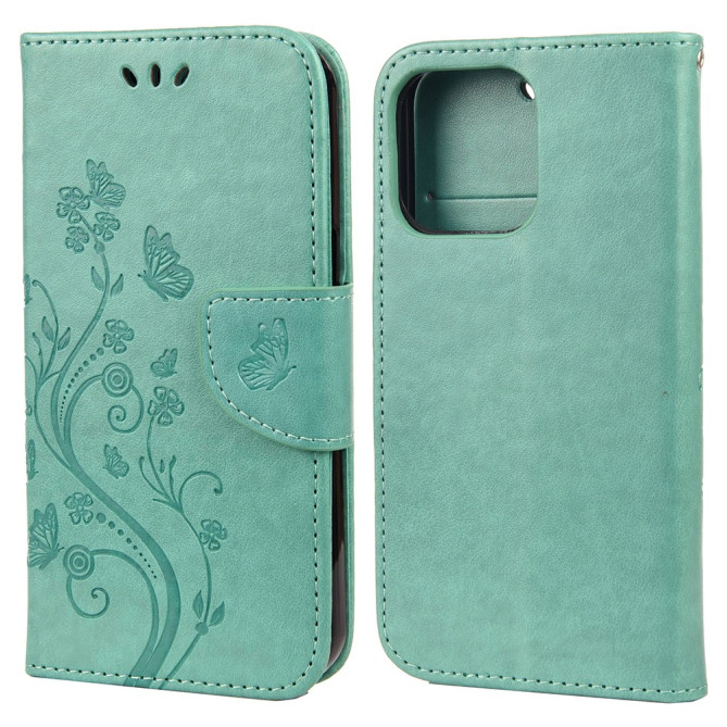 Housse iPhone 13 mini Papillon Floral Portefeuille Support Modèle 2