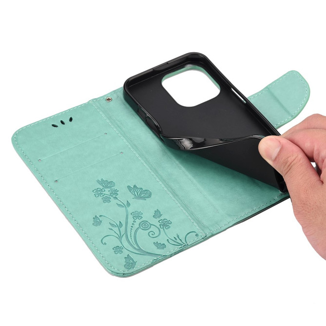 Housse iPhone 13 mini Papillon Floral Portefeuille Support Modèle 2