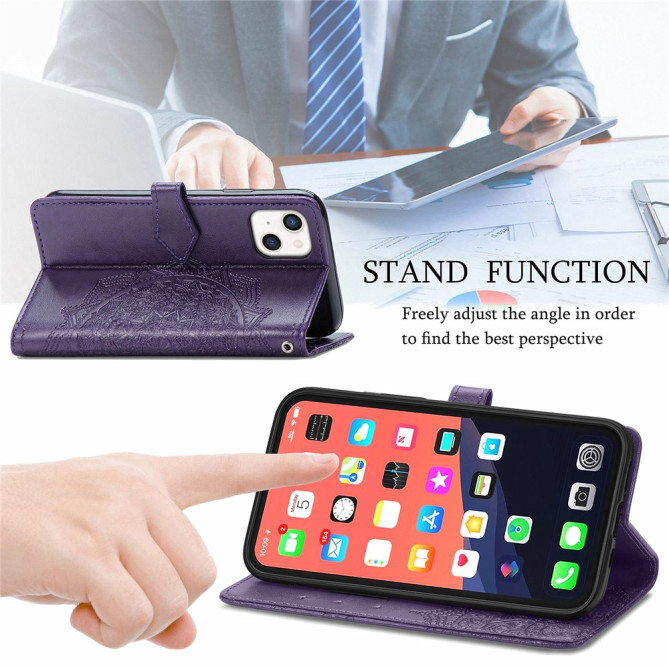 Housse iPhone 13 mini Mandala Floral Portefeuille Support