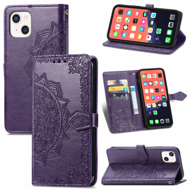 Housse iPhone 13 mini Mandala Floral Portefeuille Support