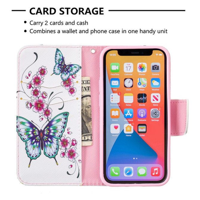 Housse iPhone 13 mini Peach Blossom Butterflies